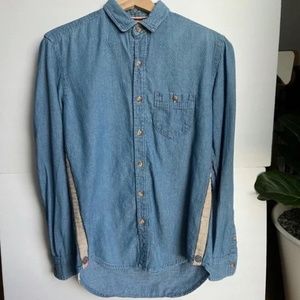 Urban Outfitters Oversized Long Sleeve Dotted Button Down Denim Shirt